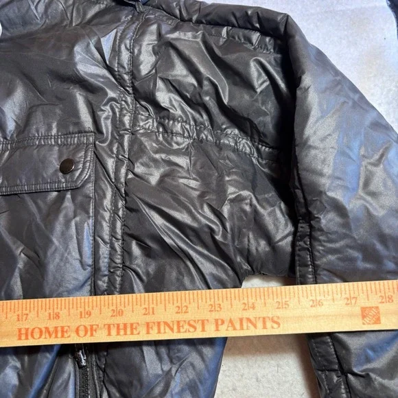 Vintage UPSTREAM RACING DIVISION Mens Bomber Jacket Black‎ Shiny Retro Style L